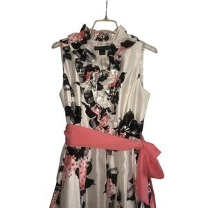 Jessica Howard white black melon floral fit flare summer party dress women’s 12